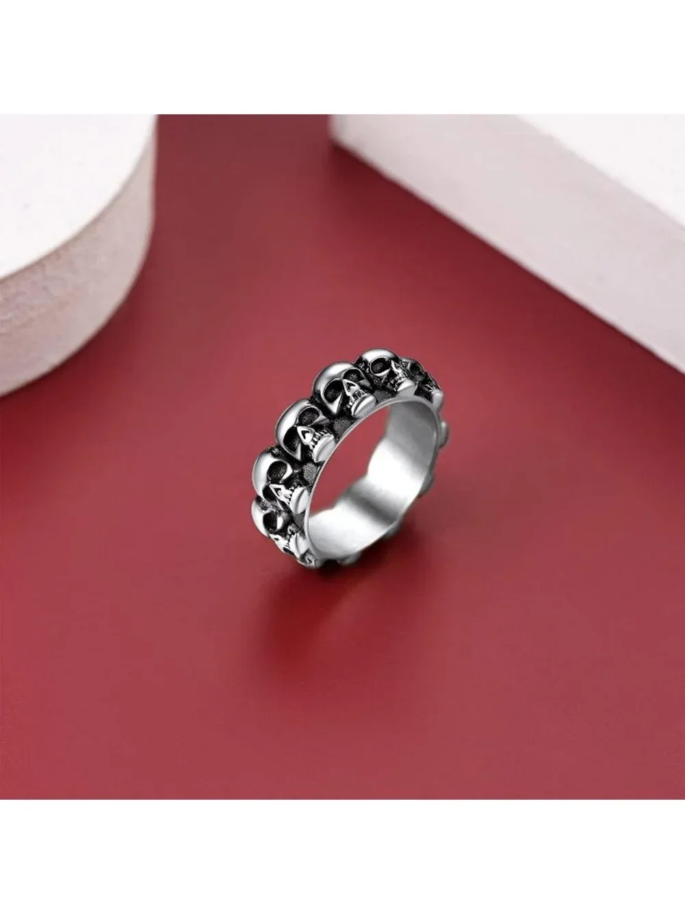 Gothic Skull Ring for Men - Stainless Steel Biker Band, Punk Jewelry, Gift Boxed